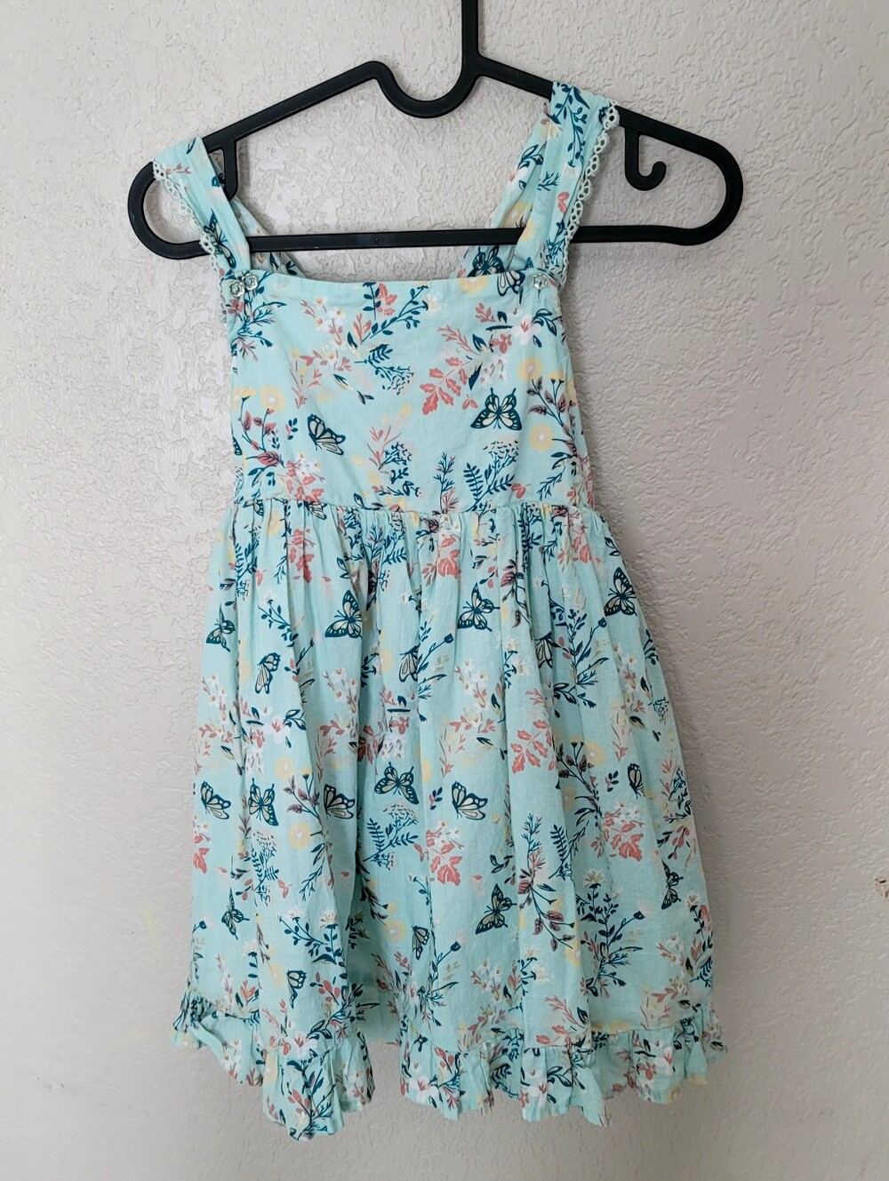 Girls' Light Blue Floral Butterfly Sundress